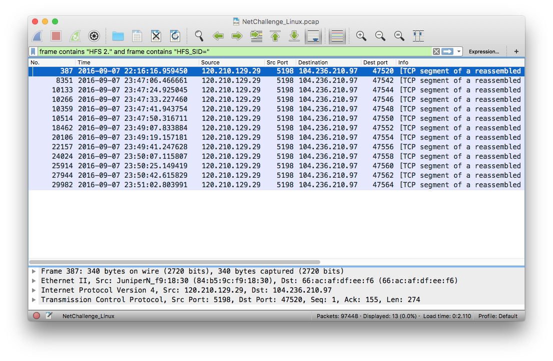 Wireshark - HFS packets